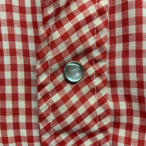 Vintage H Bar C Red Plaid Pearl Snap Western Shirt Size 15 1/2-33 Made In USA - Picture 3 of 9